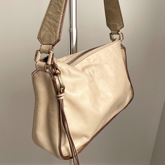 HOBO Small Cream/Tan Polished Leather Shoulder Bag - Picture 3 of 11